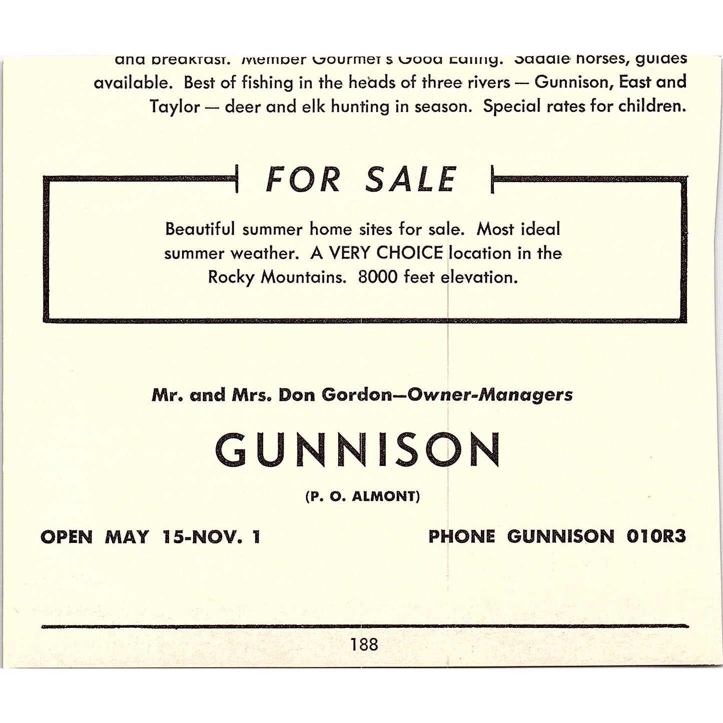 The Western Motel Steve Norovich Gunnison CO 1958 Ad AG1-H5