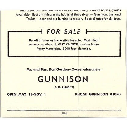The Western Motel Steve Norovich Gunnison CO 1958 Ad AG1-H5