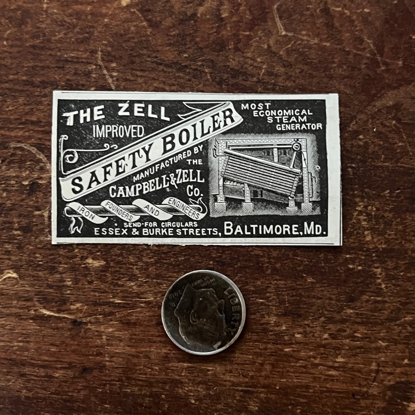 The Zell Safety Boiler Campbell & Zell Baltimore Original Advertisement AD8-P29