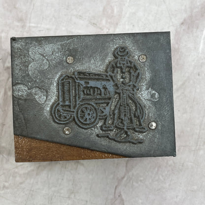 Retro Construction Worker Jackhammer Vintage Letterpress Printers Block Plate SF5