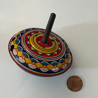 1950s Vintage Humming Spinning Top Toy SD Korea Tin Litho Toy TK3