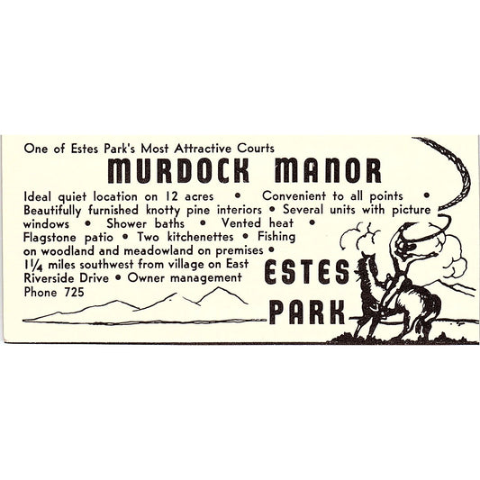 Murdock Manor Estes Park CO 1958 Ad AG1-M4