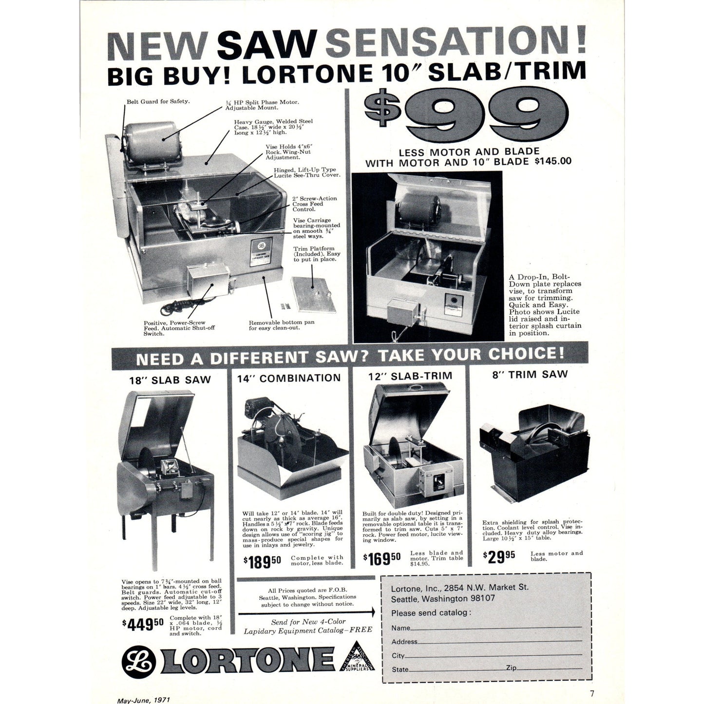 Lortone Lapidary Saw Seattle WA 1971 Magazine Ad D23