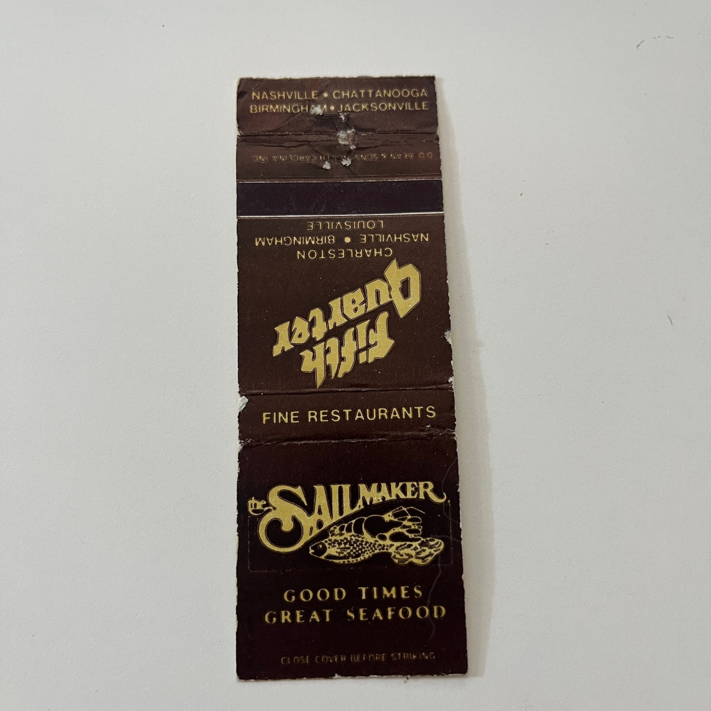 The Sailmaker Fifth Quarter Seafood Charleston Vintage Matchbook Cover TB6-MB2-1