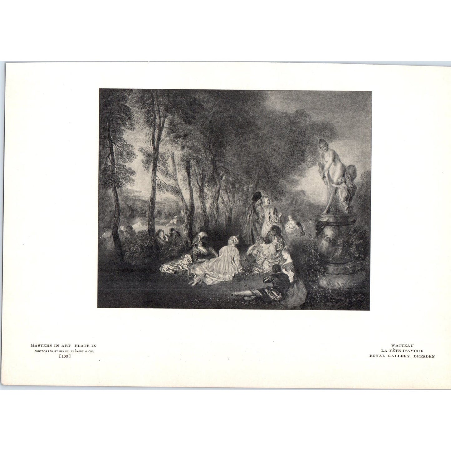 La Fête D'Amour - Watteau c1905 Art Print D13