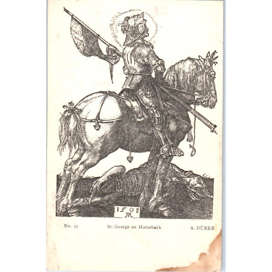 St. George on Horseback A. Dürer Antique Postcard PE3