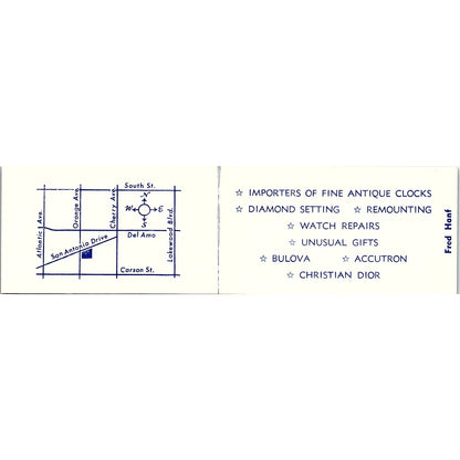 Fred's Jewelers & Gifts Fred Hanf Long Beach CA Vintage Business Card SB4-B10