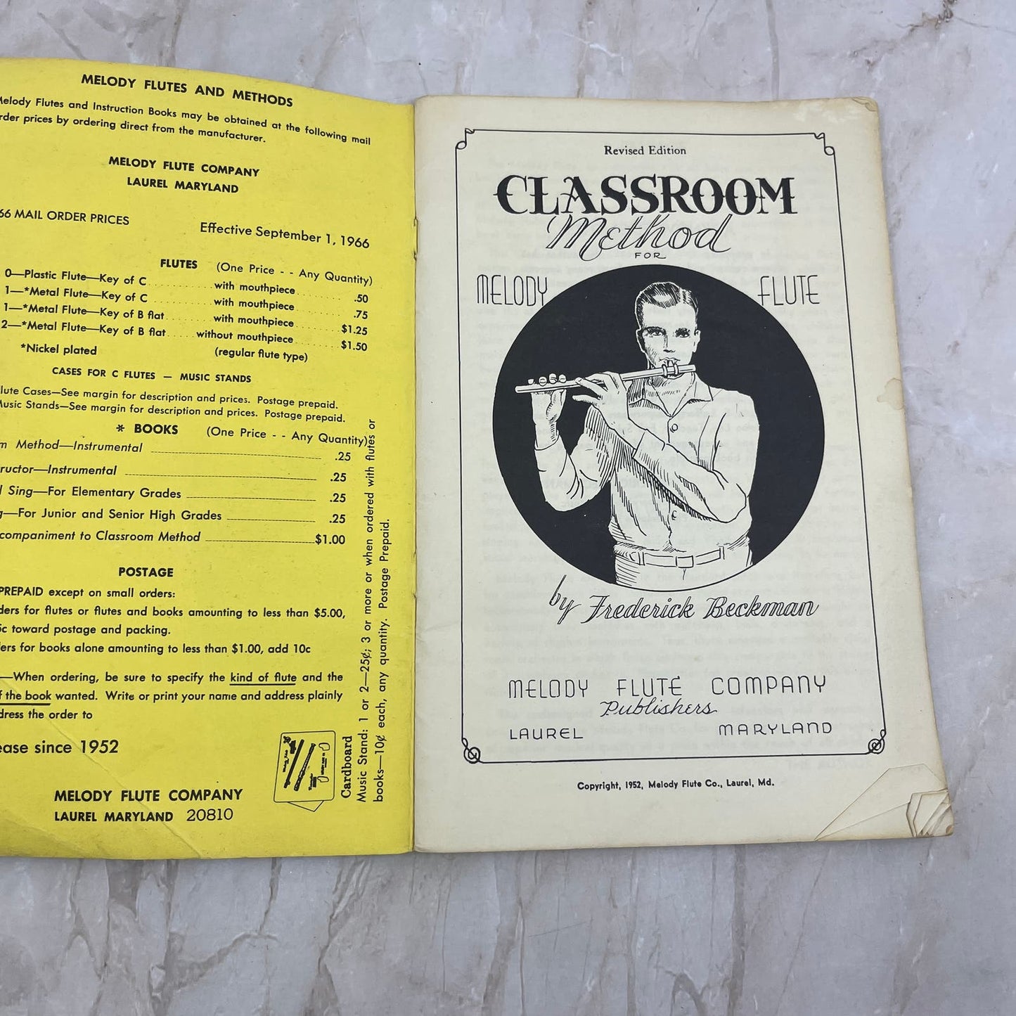1952 Classroom Method for the Melody Flute Frederick Beckman TF5-L2