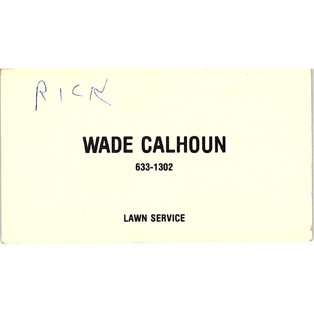 Wade Calhoun Lawn Service Vintage Business Card SSB4-B13