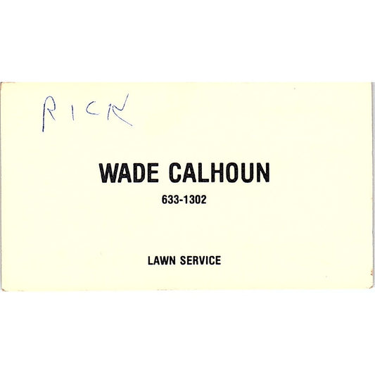 Wade Calhoun Lawn Service Vintage Business Card SSB4-B13
