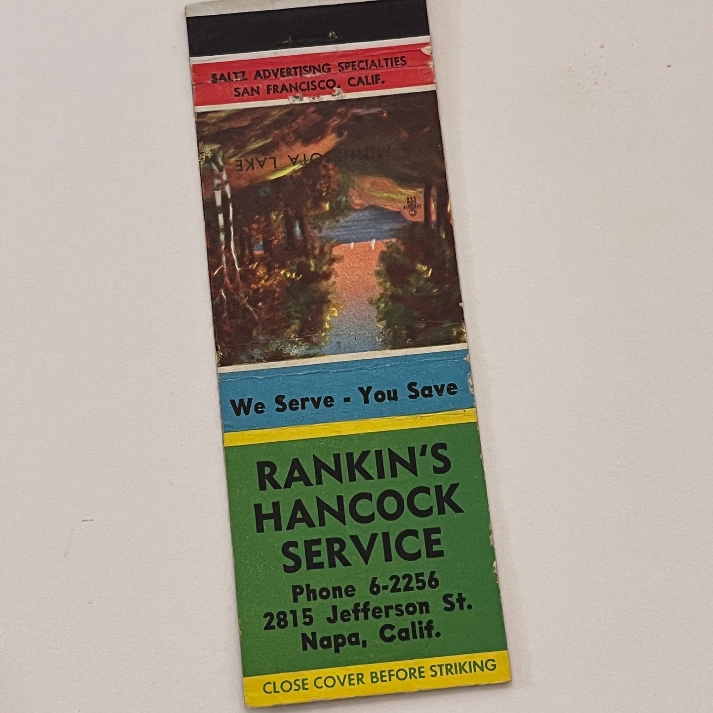 Rankin's Hancock Service Napa California Vintage Matchbook Cover TB6-MB2-2