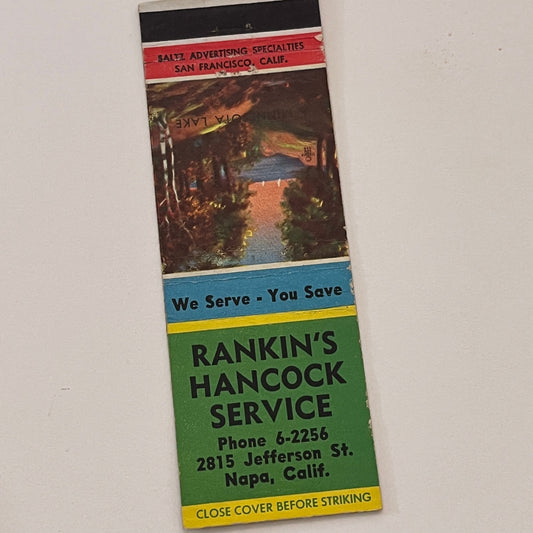 Rankin's Hancock Service Napa California Vintage Matchbook Cover TB6-MB2-2