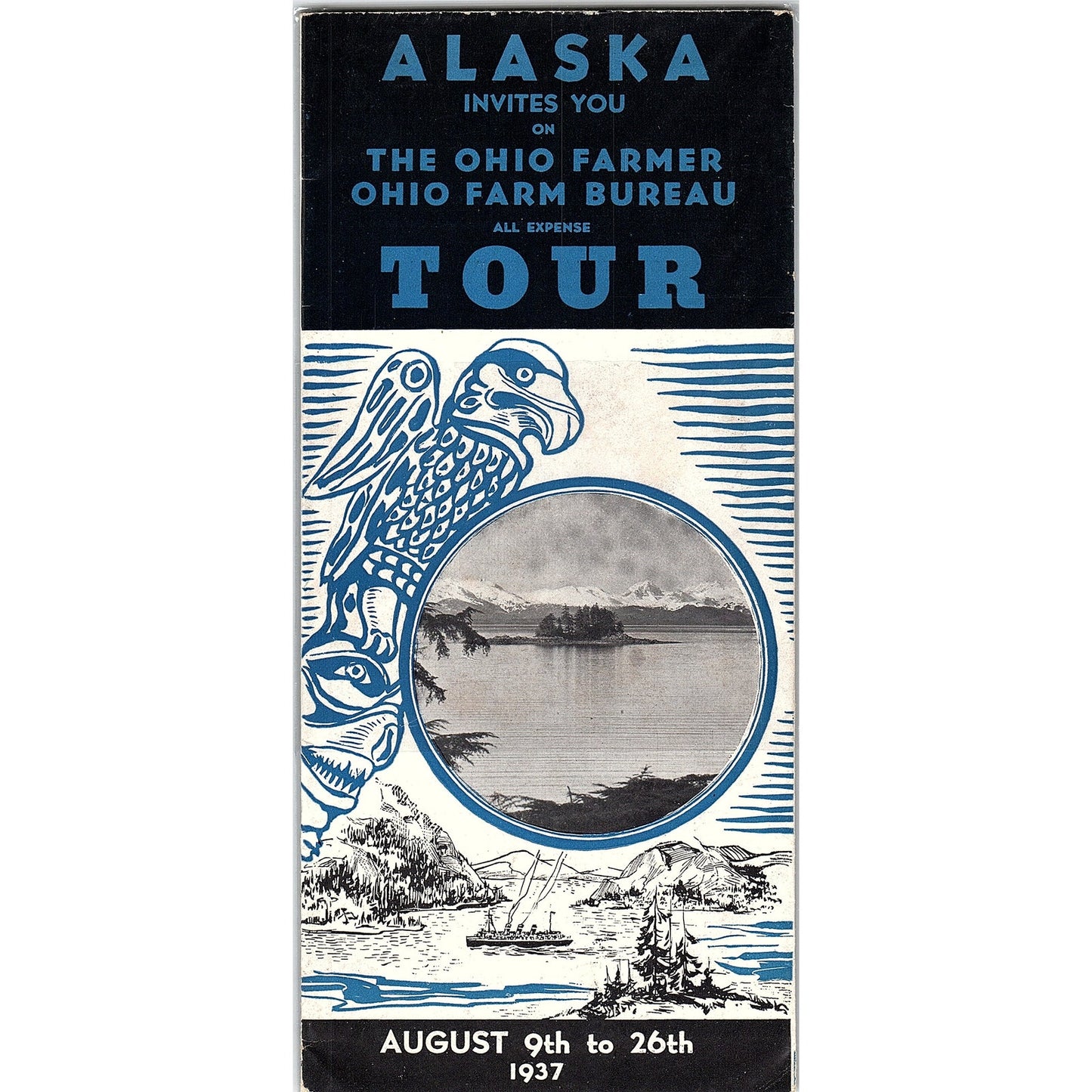 1937 Ohio Farm Bureau Alaska Tour Fold Out Travel Brochure TH2-TB2