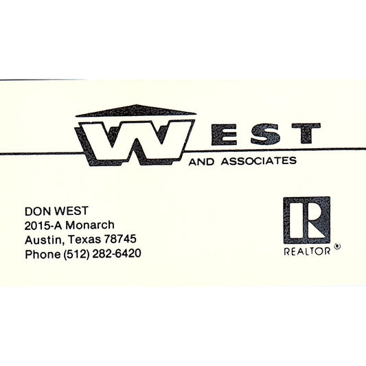 Don West And Associates Austin Texas Vintage Business Card SE3-B14
