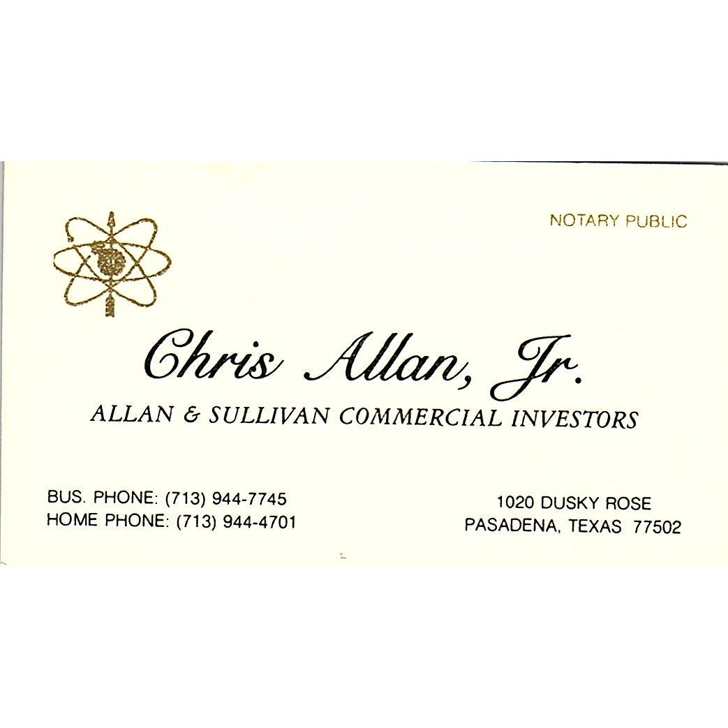 Chris Allan Jr. Allan & Sullivan Investors Pasadena TX Business Card SF3-B4