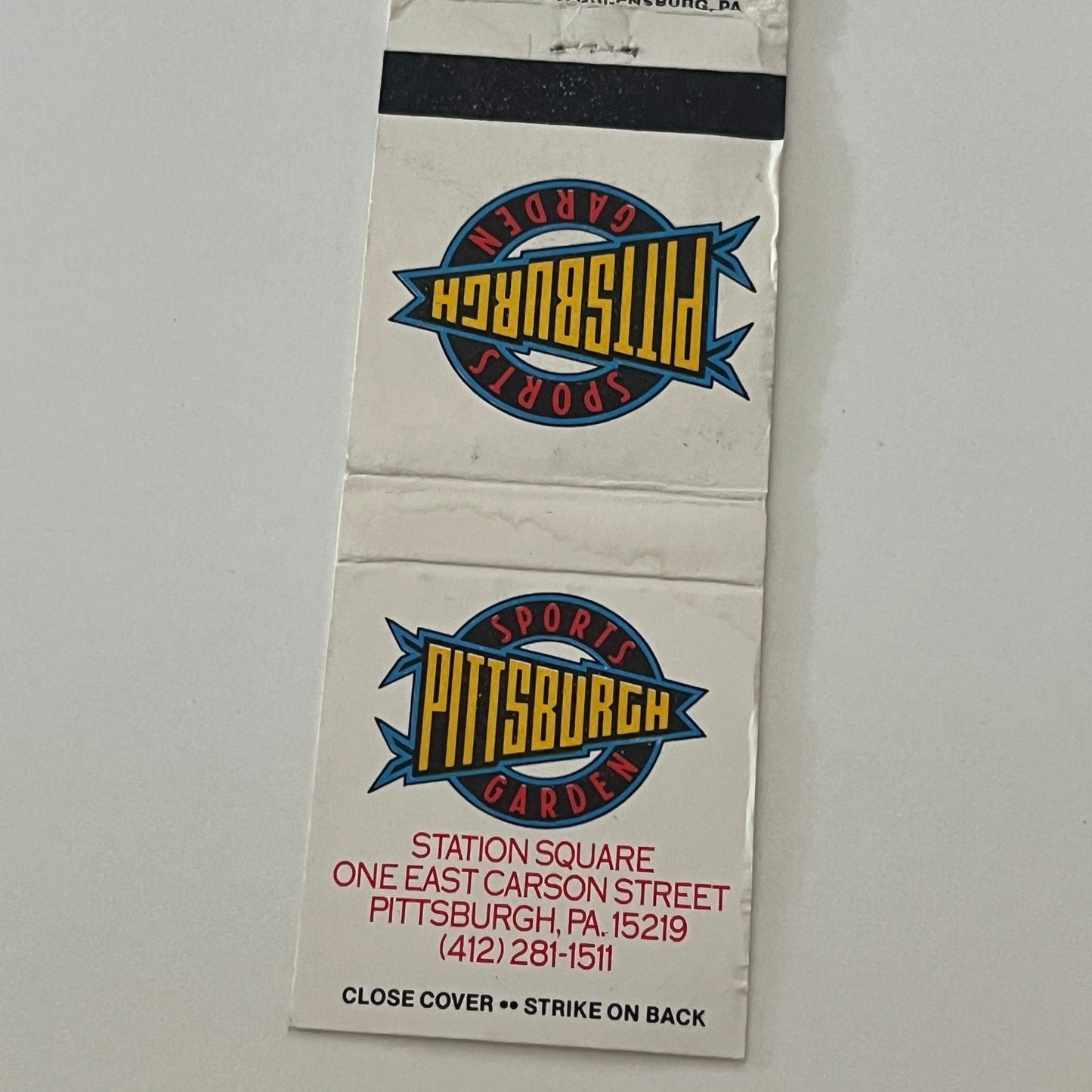 Pittsburgh Sports Garden Station Square Pittsburgh Vintage Matchbook MM5-9
