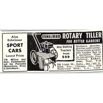 Eshelman Rotary Tiller Los Angeles California 1955 Ad AF9-S8