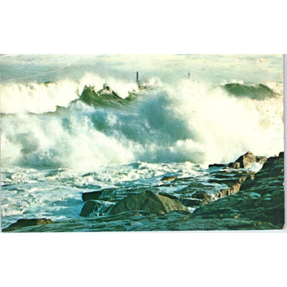 1962 Pounding Surf Rockport Cape Ann Massachusetts Vintage Postcard PE2