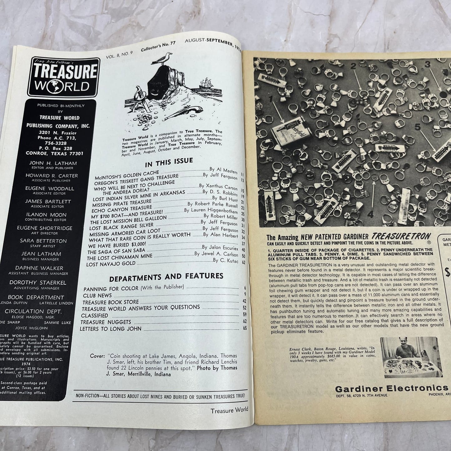 1974 Sept - Long John Latham's Treasure World Magazine - Treasure Hunting M13
