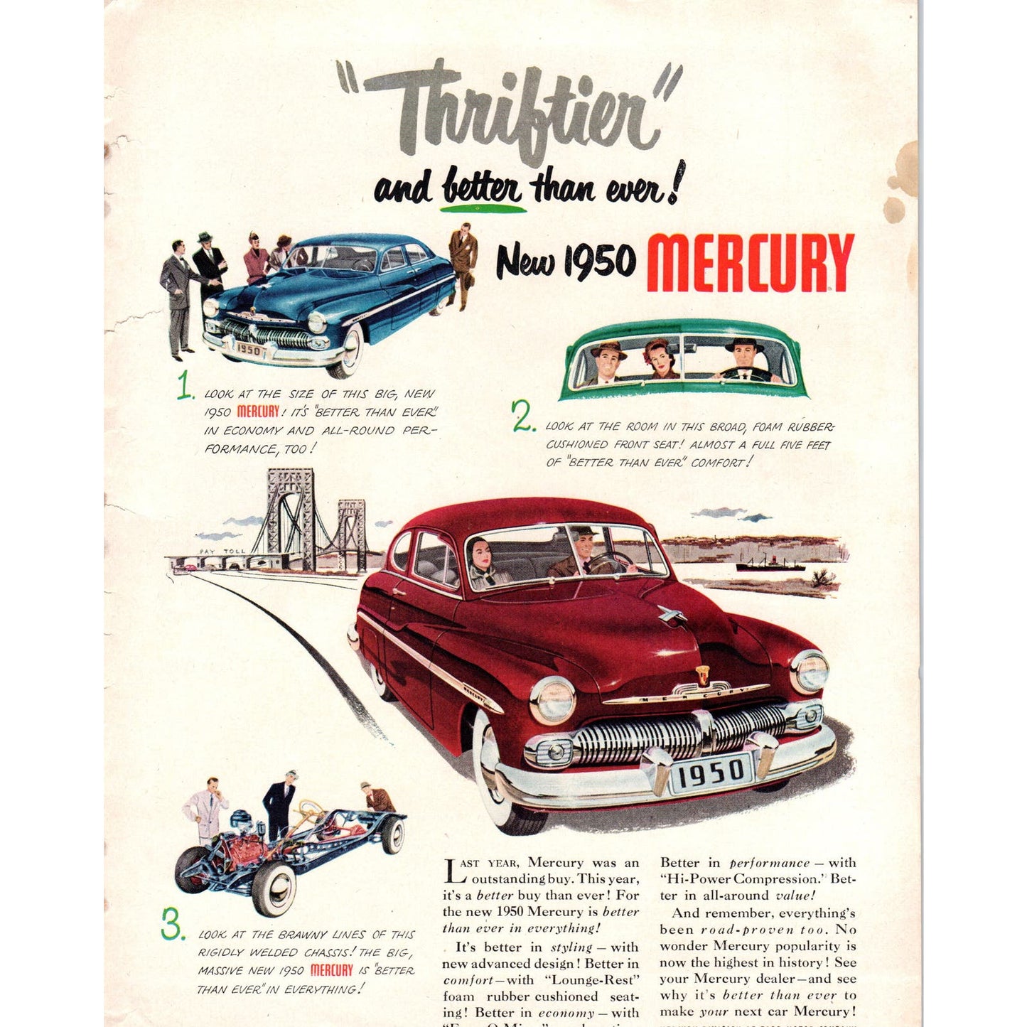 1950 Mercury 8x11 Vintage Magazine Advertisement Co D9