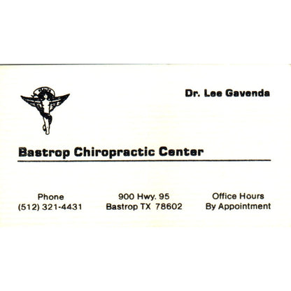 Dr. Lee Gavenda Bastrop Chiropractic Center Bastrop Vintage Business Card SE3-B7