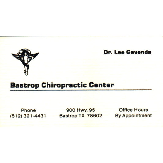 Dr. Lee Gavenda Bastrop Chiropractic Center Bastrop Vintage Business Card SE3-B7