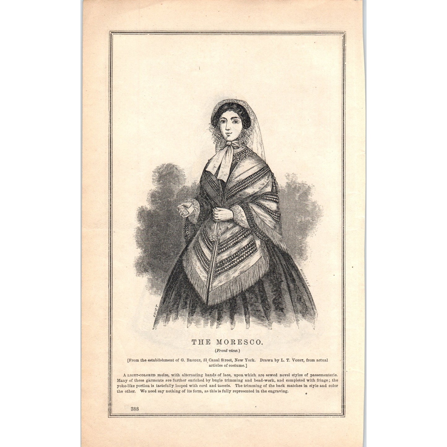 Morning Dress Robe De Chambre Lady's Fashion Plate 1857 Original Engraving D19-1