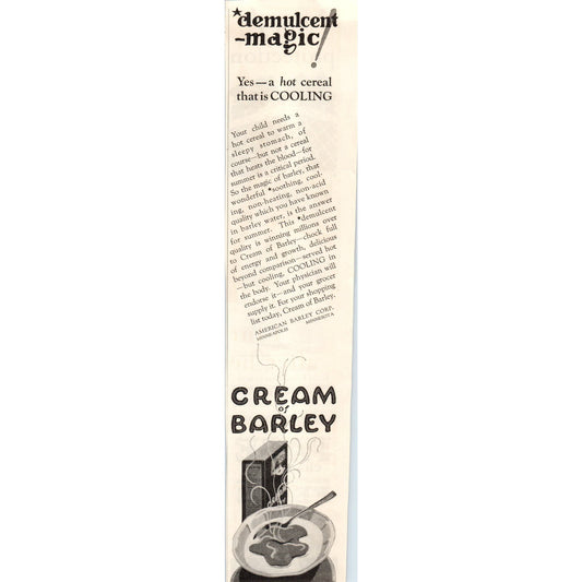 Cream of Barley American Barley Corp Minneapolis 1928 Original Advert FL6-8