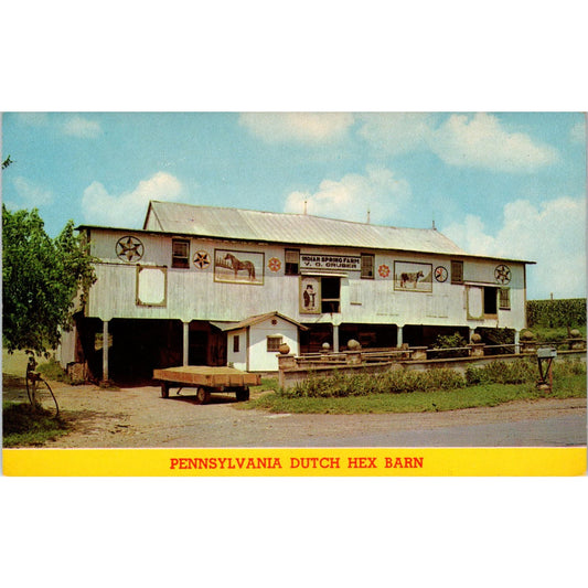 White Hex Sign Barn Pennsylvania Dutch Country Vintage Postcard PD4