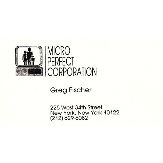 Micro Perfect Corporation Greg Fischer NY Vintage Business Card SC9-B1
