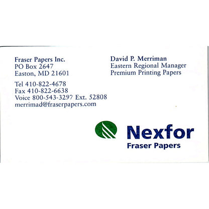 Nexfor Fraser Papers David P Merriman Easton MD Vintage Business Card SC9-B8