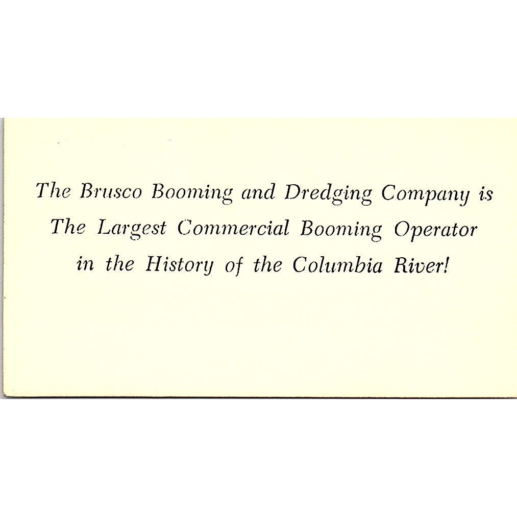 Roland E Brusco Booming & Dredging Towboat Co Cathlamet WA Business Card SD9-B9