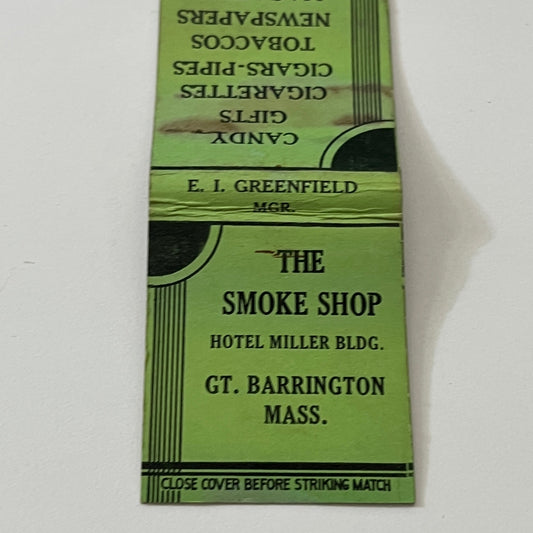 The Smoke Shop Hotel Miller Great Barrington Vintage Matchbook Cover TB6-MB1-13