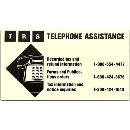 Free Helpful IRS Publications Tax & Refund Information Business Card SF3-B3