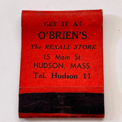 O'Brien's Rexall Store Hudson MA Vintage Matchbook Cover TB8-MB3-6