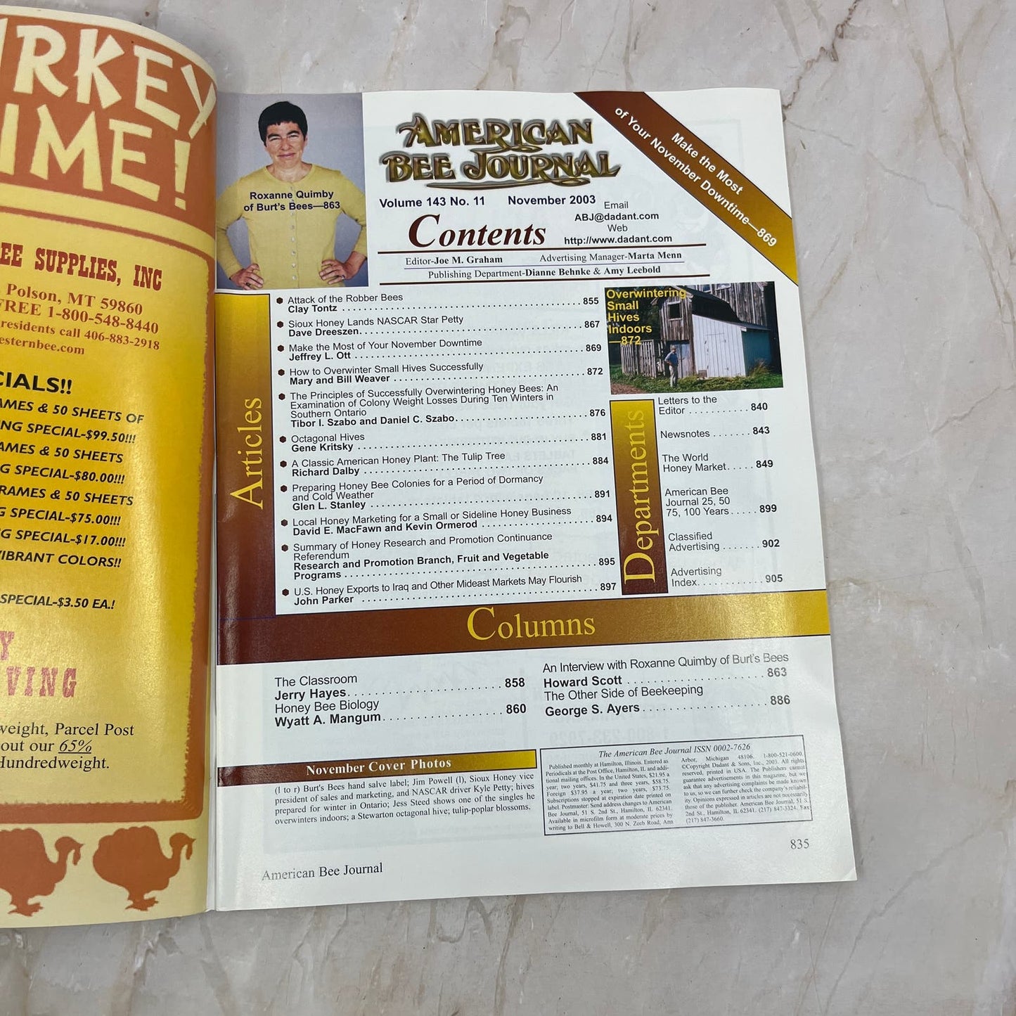 2003 Nov American Bee Journal Magazine Bees Beekeeping Honey M7