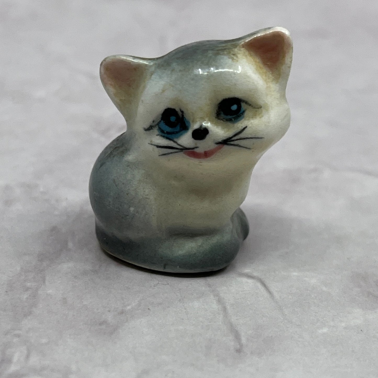 1950s Bone China Miniature Cat Kitten Figurine Japan 1" SE2