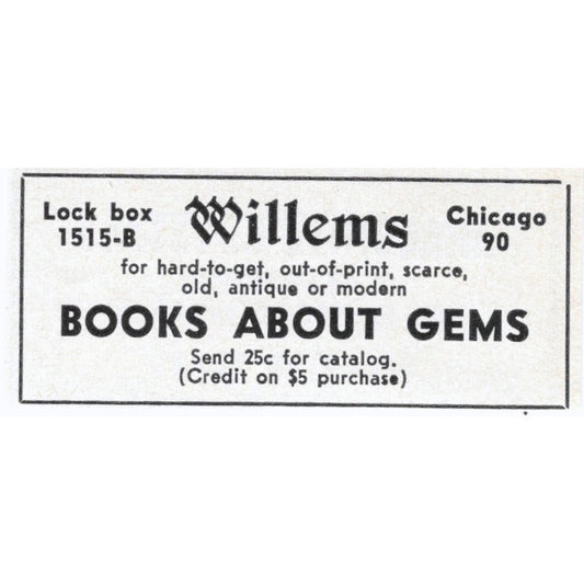 Willems Books About Gems Chicago IL 1964 Magazine Ad AB6-S9