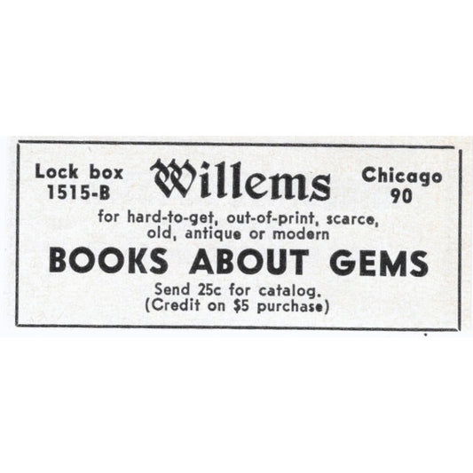 Willems Books About Gems Chicago IL 1964 Magazine Ad AK6-S9
