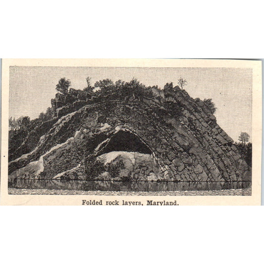 Folded Rock Layers in Maryland 1901 Engraving AF2-O1