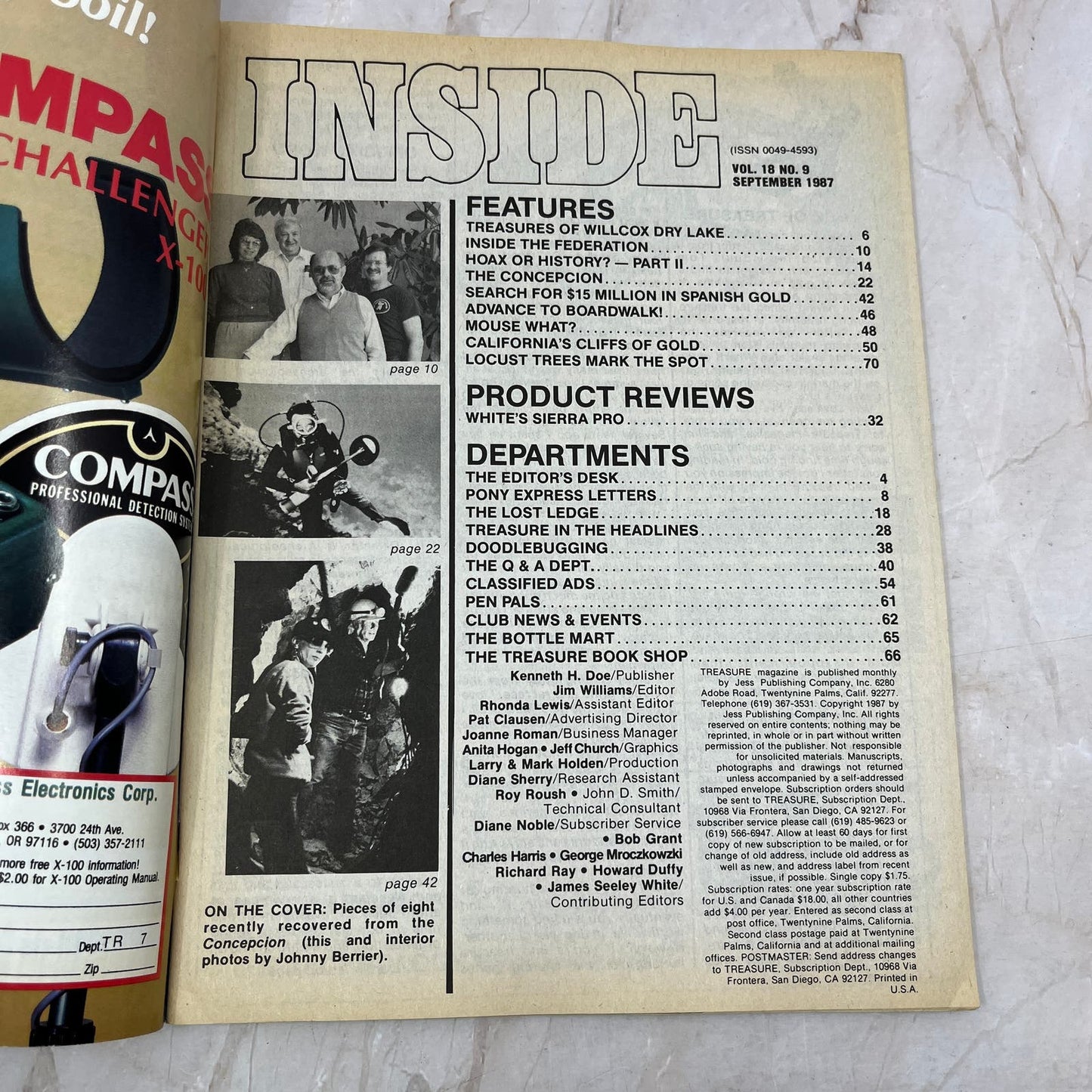 1987 Sept - Treasure Magazine - Treasure Hunting Metal Detecting Gold Coins M10