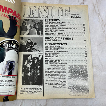 1987 Sept - Treasure Magazine - Treasure Hunting Metal Detecting Gold Coins M10