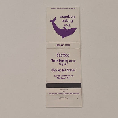 The Purple Porpoise Seafood Maitland FL Vintage Matchbook Cover TB6-MB2-2