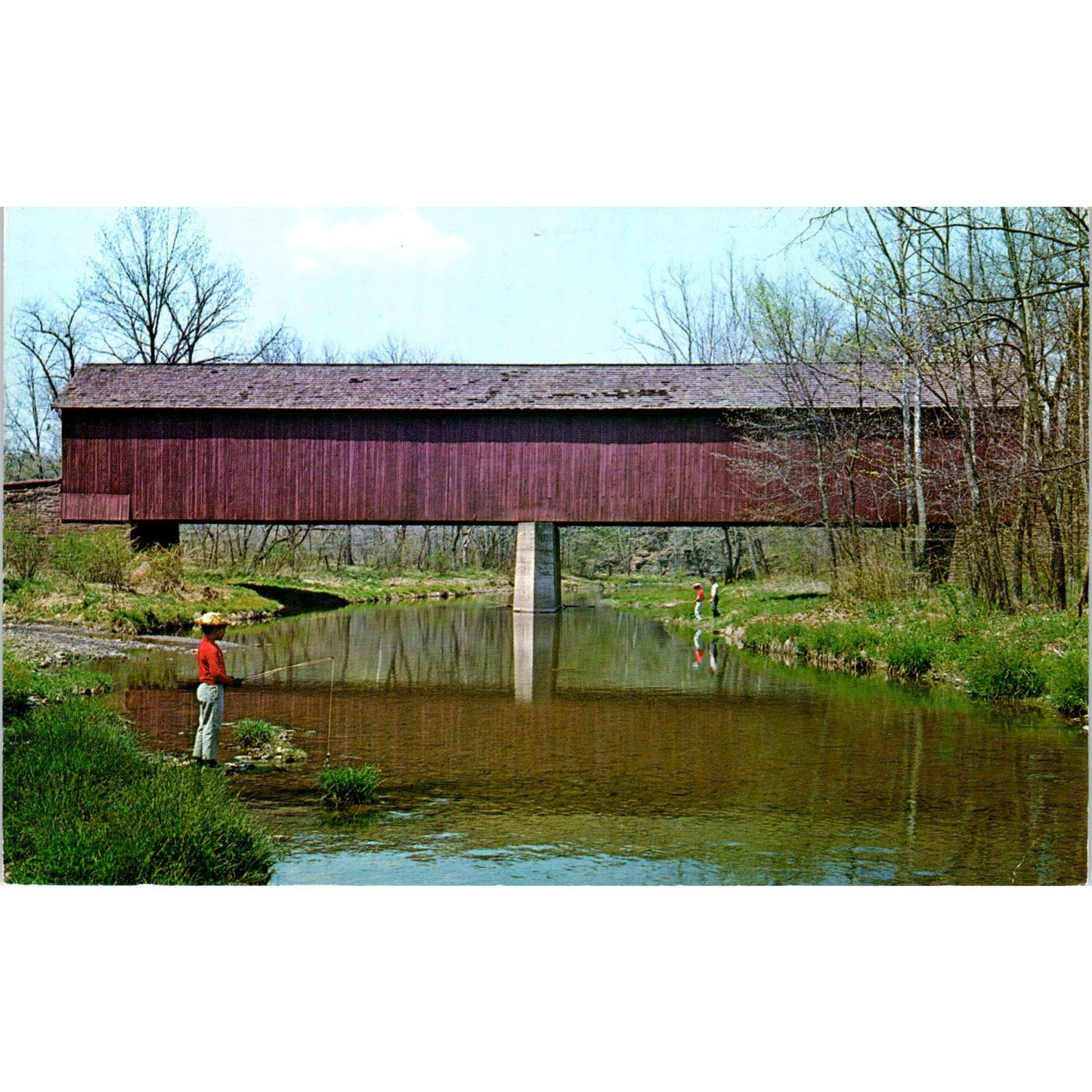 Frankenfield Bridge Bucks County PA Vintage Covered Bridge Postcard PC17