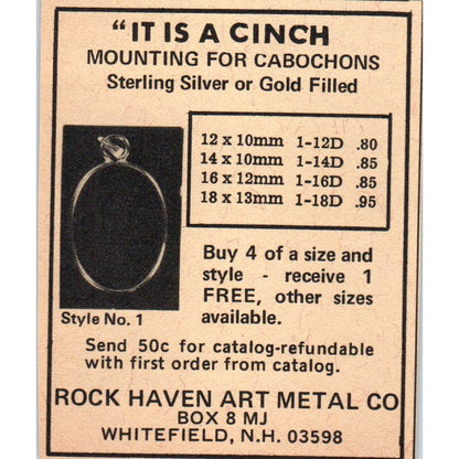 Rock Haven Art Metal Co Whitefield NH 1971 Magazine Ad AD8-R9