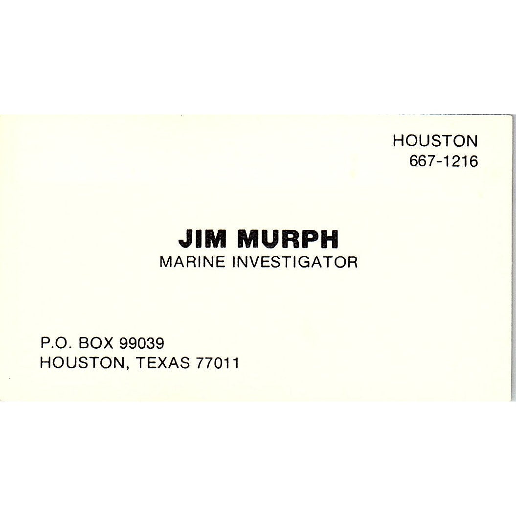 Jim Murph Marine Investigator Houston Vintage Business Card SD9-B7