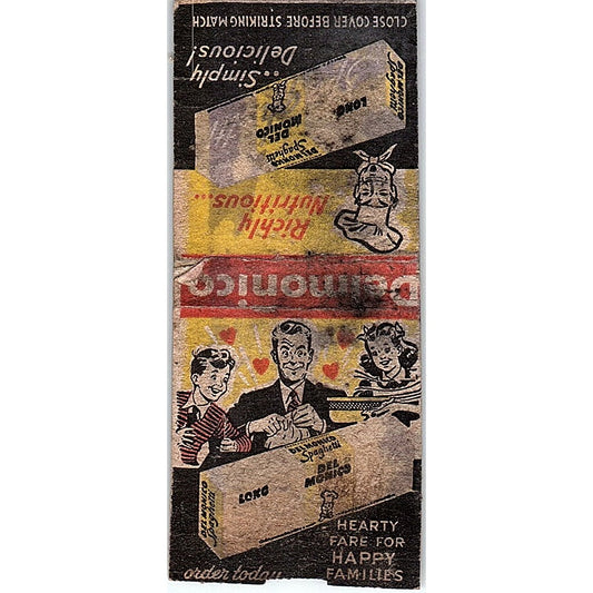 Delmonico Spaghetti Vintage Matchbook Cover SF3-Y2