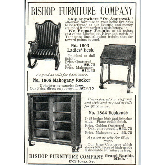 Bishop Furniture Company Ionia Street Grand Rapids MI 1903 Magazine Ad AF2-O4