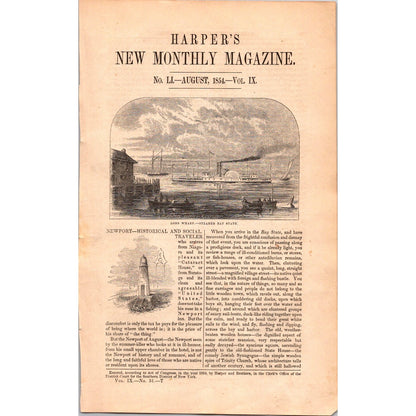 Newport Rhode Island  Historical & Social Traveler- 15 Pages 1854 Article I19