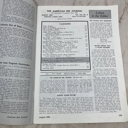 1985 August American Bee Journal Magazine Bees Beekeeping Honey M8-2